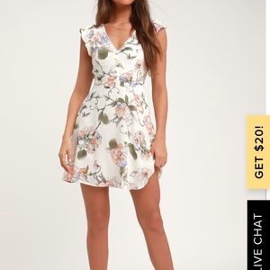 GARDEN LOVE CREAM FLORAL BACKLESS SKATER DRESS